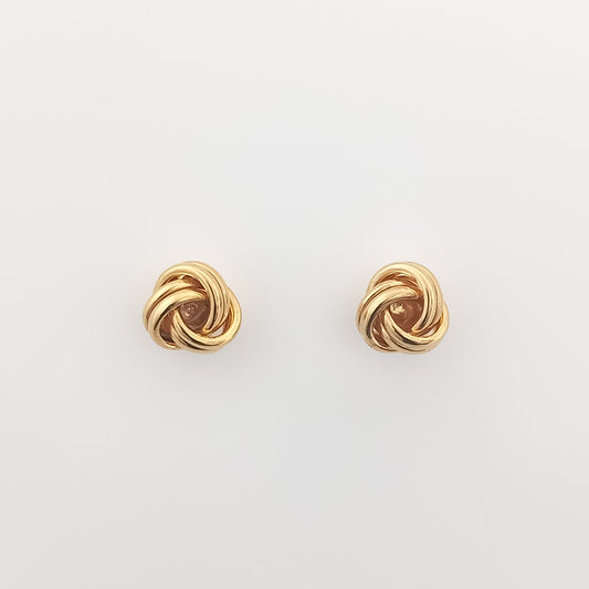 Double Row Knot Gold Stud Earrings