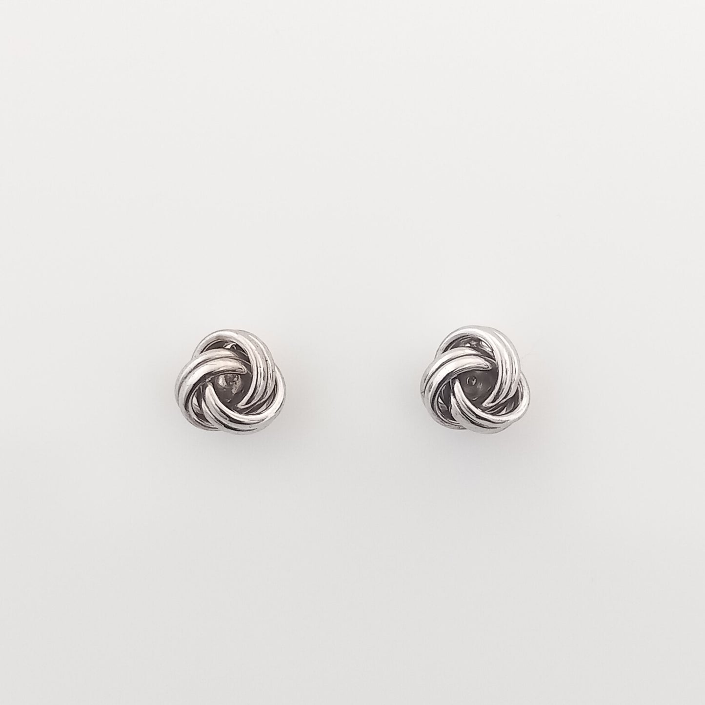 Double Row Knot Silver Stud Earrings