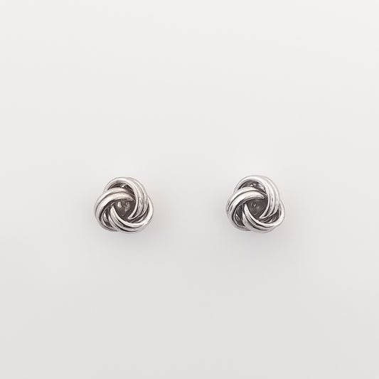 Double Row Knot Silver Stud Earrings