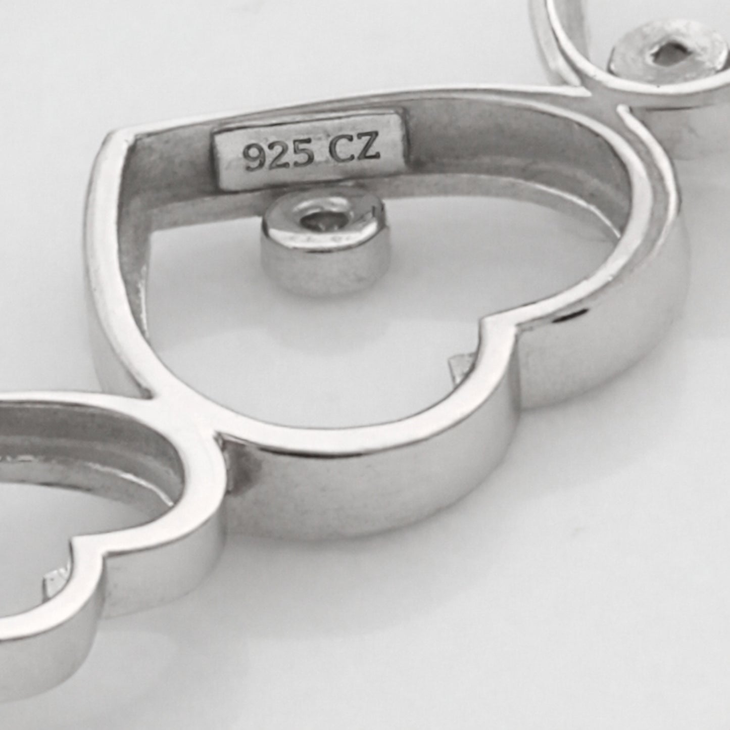 Purity Stamp of Triple Heart Silver Chain Bracelet