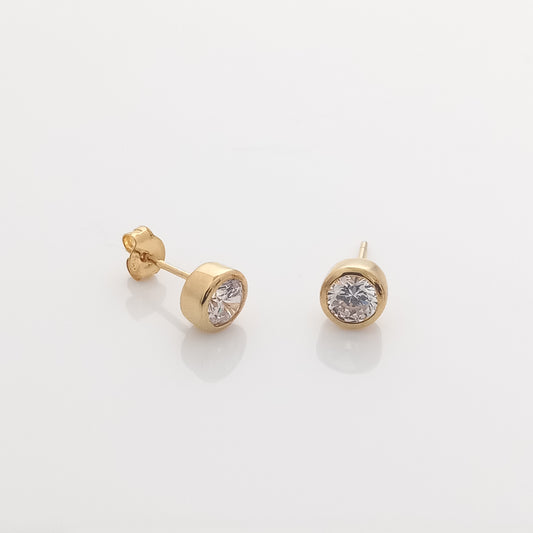 Bezel Stud Earrings (Gold)