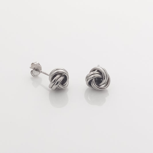 Double Row Knot Stud Earrings (Silver)