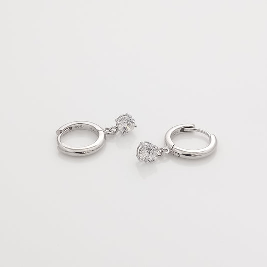 CZ Drop Huggie Earrings (Silver)