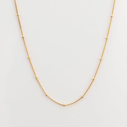 Curb and Bead Gold Chain Necklace