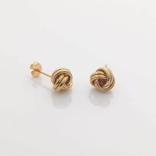 Double Row Knot Gold Stud Earrings