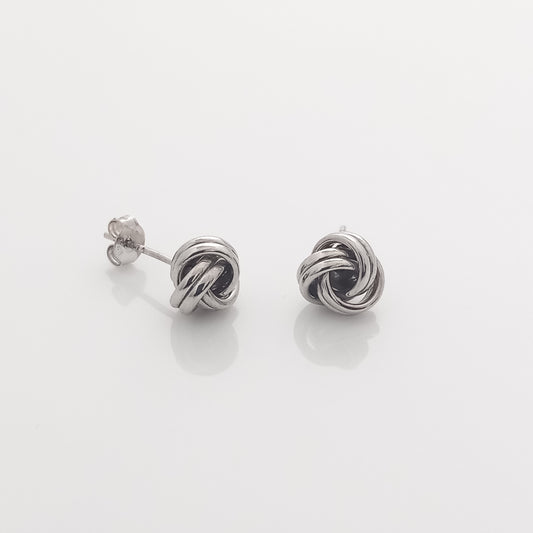 Double Row Knot Silver Stud Earrings