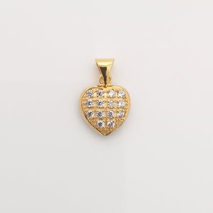 Closeup of Heart-Shaped Gold Pendant with CZ Stones