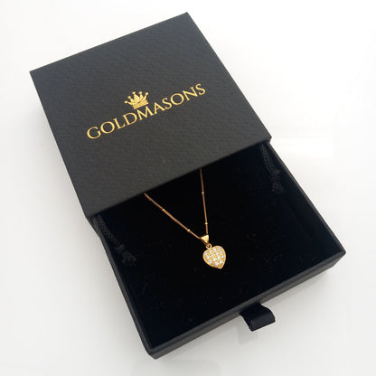 Heart Shaped Gold Pendant Necklace in Goldmasons Gift Box