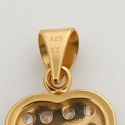 Purity Stamp of Heart-Shaped Gold Pendant