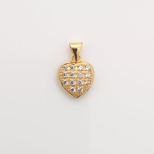 Heart-Shaped Gold Pendant with CZ Stones