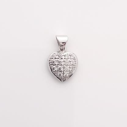 Heart-Shaped Silver Pendant with CZ Stones