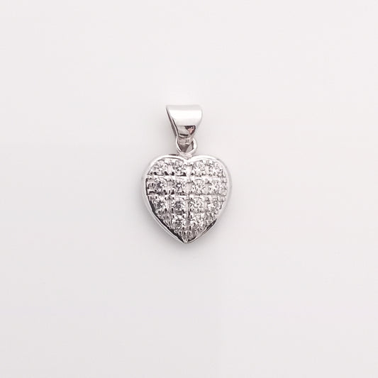 Heart-Shaped Silver Pendant with CZ Stones