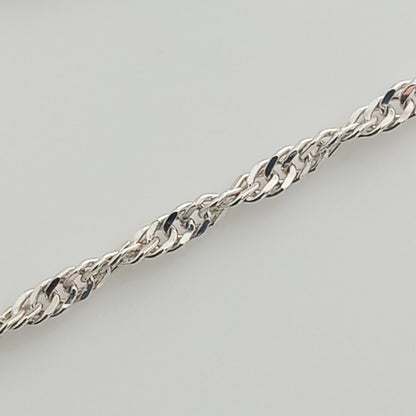 Closeup of Singapore Style Silver Chain Bracelet