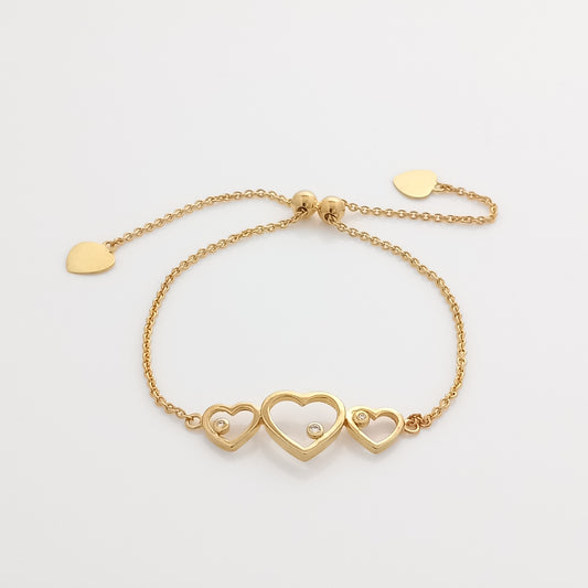 Triple Heart Gold Chain Bracelet