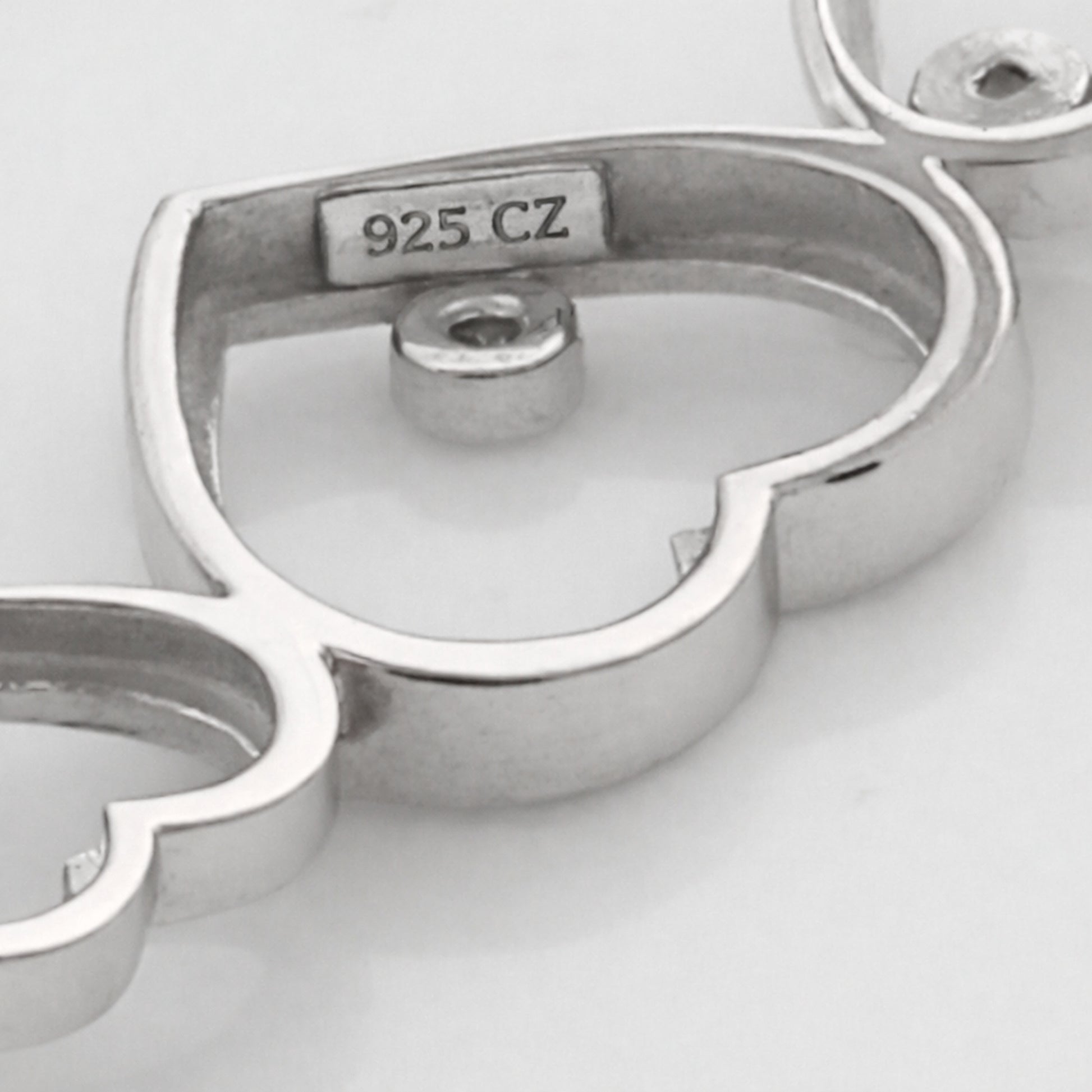 Purity Stamp of Triple Heart Silver Chain Bracelet