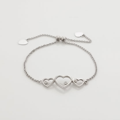 Triple Heart Silver Chain Bracelet