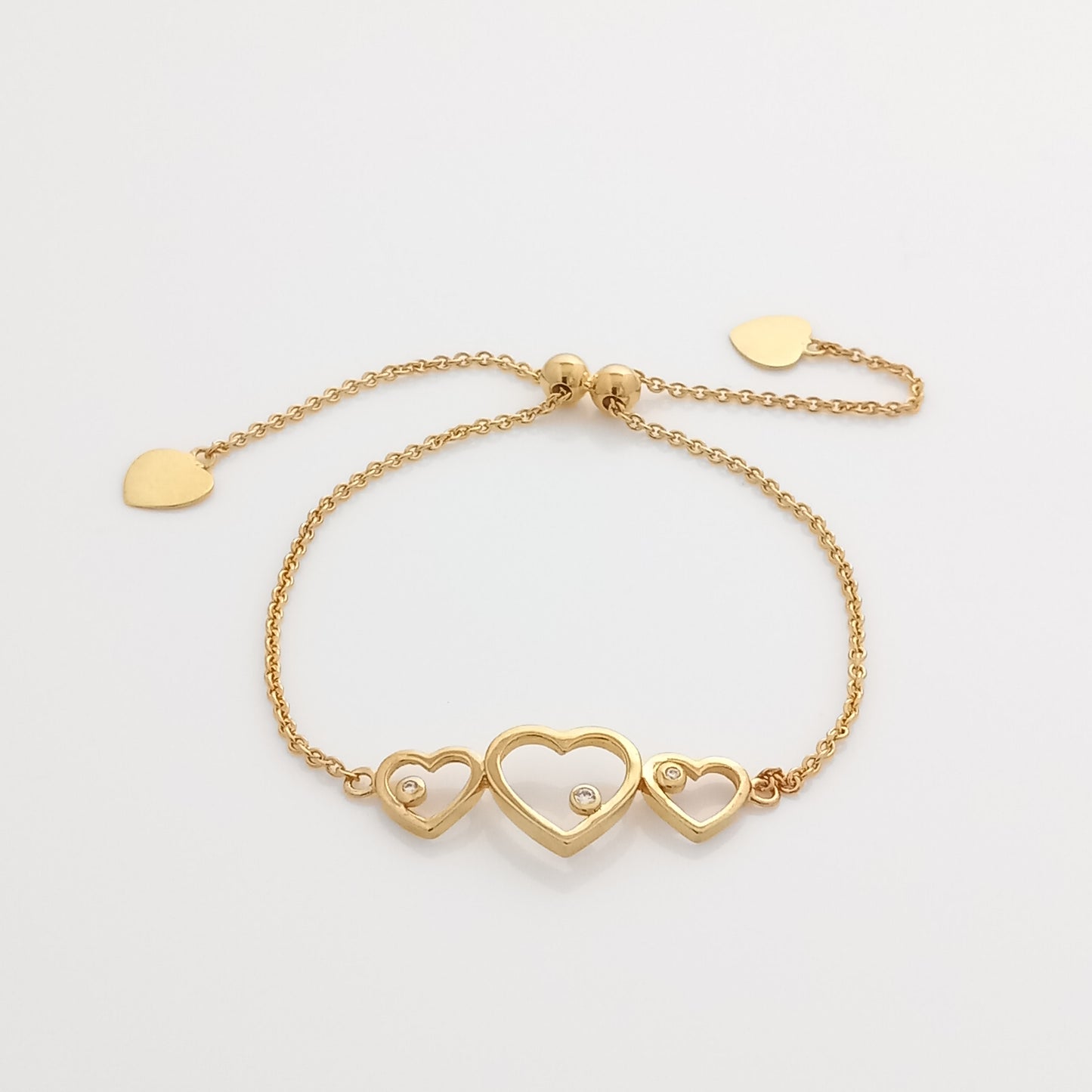 Triple Hearts Gold Chain Bracelet