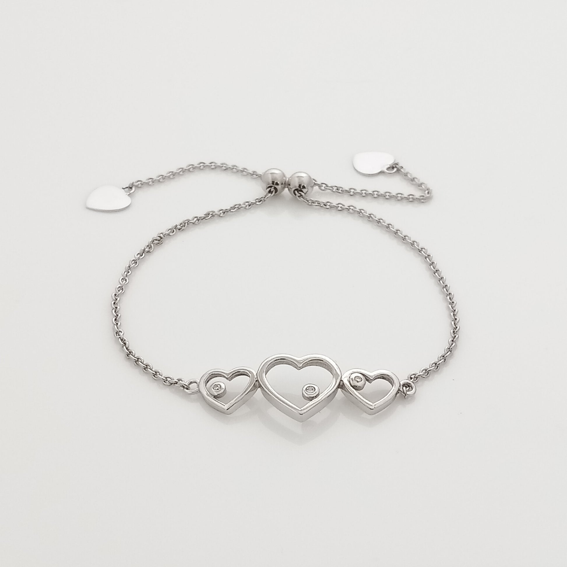 Triple Hearts Silver Chain Bracelet