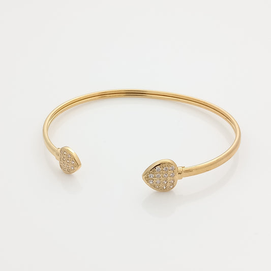 Twin Heart Gold Open Bangle